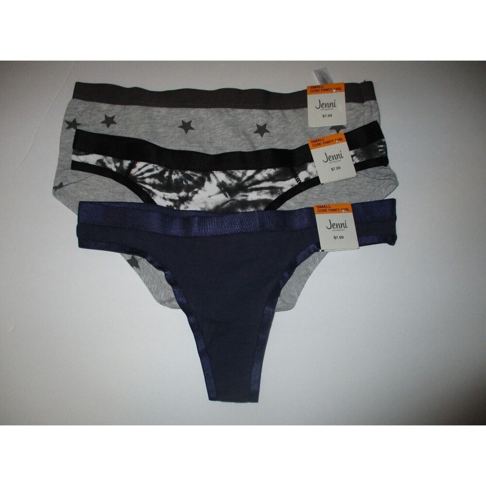 Jenni Womens Sz S Cotton Brief Thong Panty Underwear Lot of 3